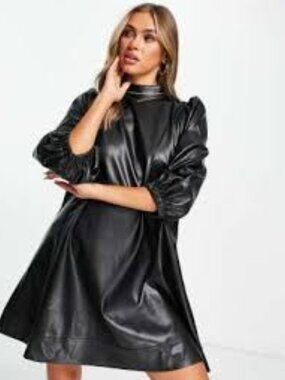 ASOS Leather Mini Baby doll Dress
